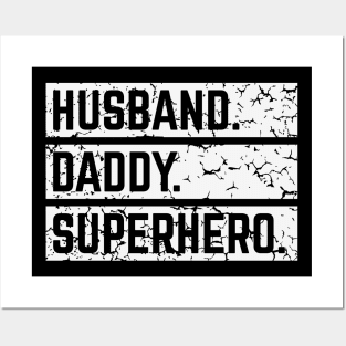 Husband Daddy Superhero (Super Dad / Superdaddy / Vintage / White) Posters and Art